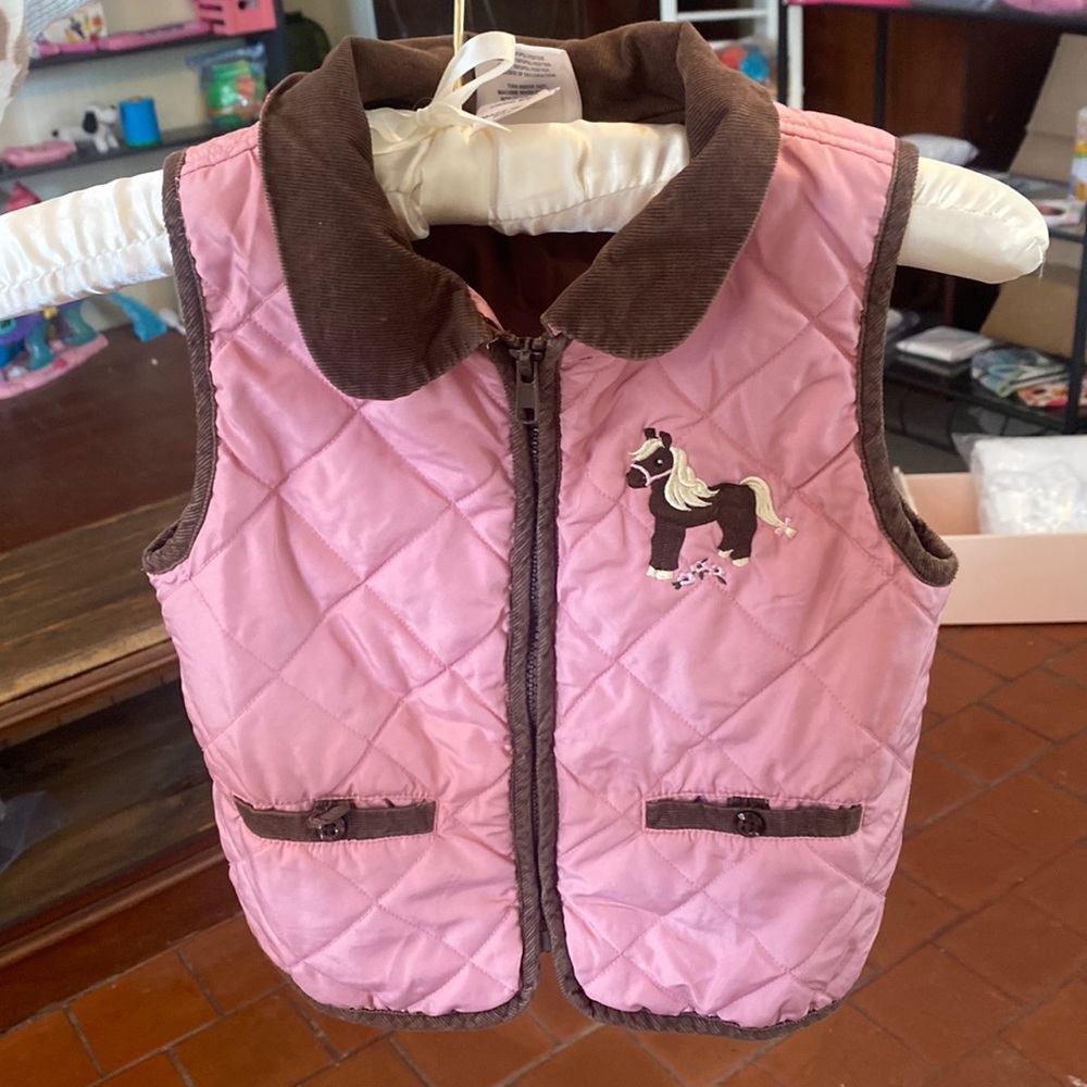 girls pink horse vest size 4